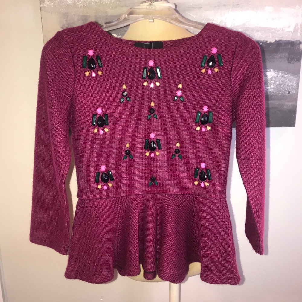 Dolce Vita XS jeweled peplum sweater, SO CUTE